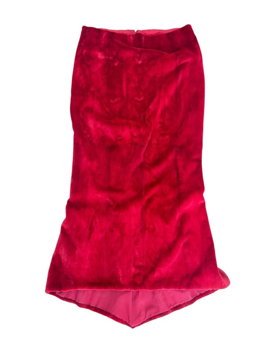 Ben Kahn Red Velvet Fishtail Maxi Skirt Vintage Designer Wear Large